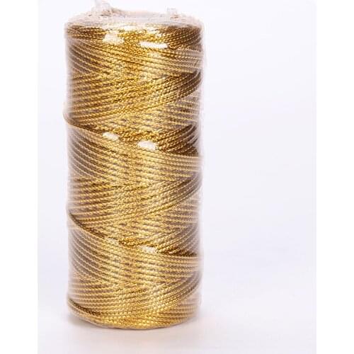 100 Meters/Roll 1.5mm Gold Silver Wire Tag Twisted Thread Flat Hollow Gifts Packaging DIY Ribbon Cord Clothes Macrame Rope