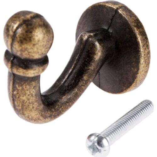 Vintage Single Hook Antique Bronze 37*24mm Zinc Alloy screw Hanger Towel clothes Hat Bag Key Scarf Bathroom Kitchen Bedroom Wall