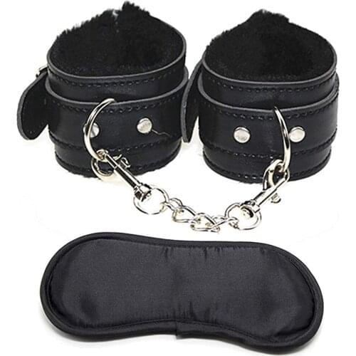 Adults Handcuffs Eye Mask Sex Toy PU Leather Wrist & Ankle Restraints Adults Erotic Toys Women Exotic Accessories Sex Games A30