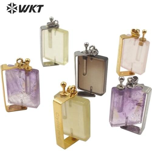 WT-P1502 Amazing new square whirling stone pendant fashion favo stone perfume bottle pendant can be swing for lady gift pendant