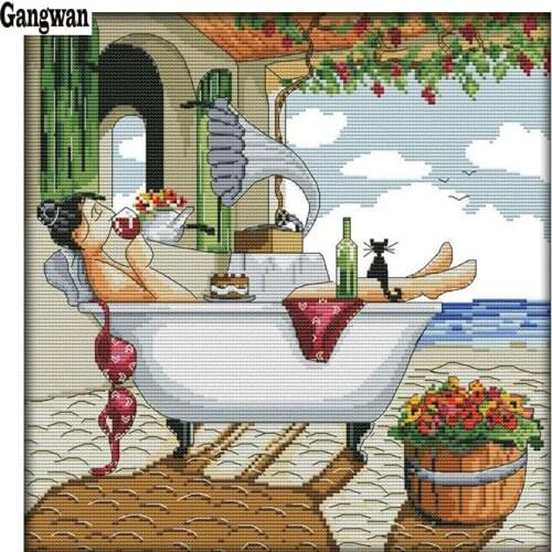 Fat Lady Women Diamond Painting Cross Stitch with bead 5D Diamond Embroidery Diamond Mosaic cartoon Painting bathroom decoration