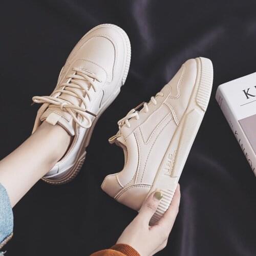 Women Sneaker Autumn Casual PU Leather Platform Sport Shoes Fashion Running Shoes All-match Lace Up Ladies Fitness Shoes