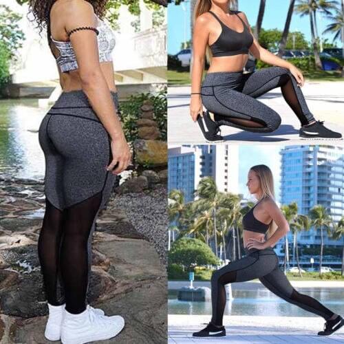 2017 Calf under the whole net yarn stitching legs New Leggings Pants Women Black Mesh Lace Push Up Slim Sexy Trouser
