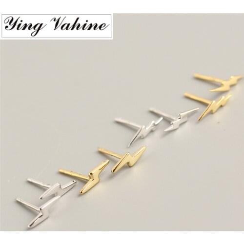 Ying Vahine 100% 925 Sterling Silver Mini Small Lightning Stud Earrings for Women