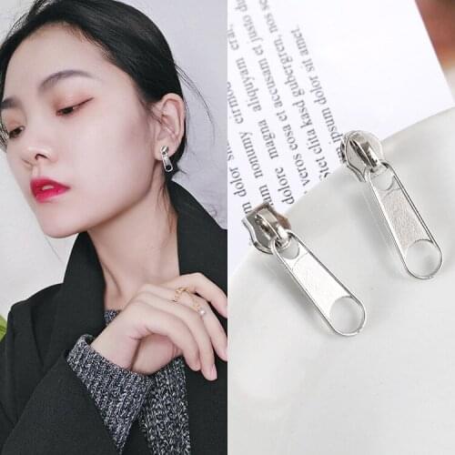 2020 Personality Cool Zipper Stud Earrings for Women Fashion Jewelry Punk Rock Style Simple Individual Wholesale Funny Party