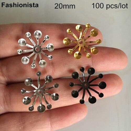 Fashionista 100 pcs Flower Pistil Shape Bead Caps,20mm Gold-color / Silver-color / Steel / Bronze,Metal Bead Caps For DIY Crafts