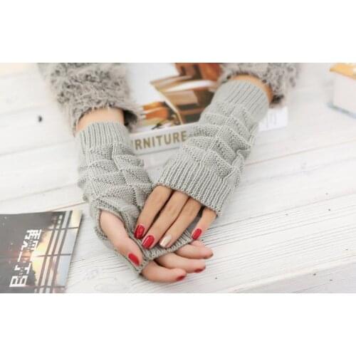 120pairs/lot winter warm triangle twist knitted half finger gloves