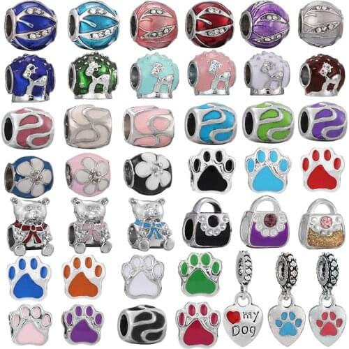 2Pcs 2021 Trend Silver Color Shinning Charms Beads Brand Bracelet Necklace For Women Men DIY Handmake Jewelry Accessories Making