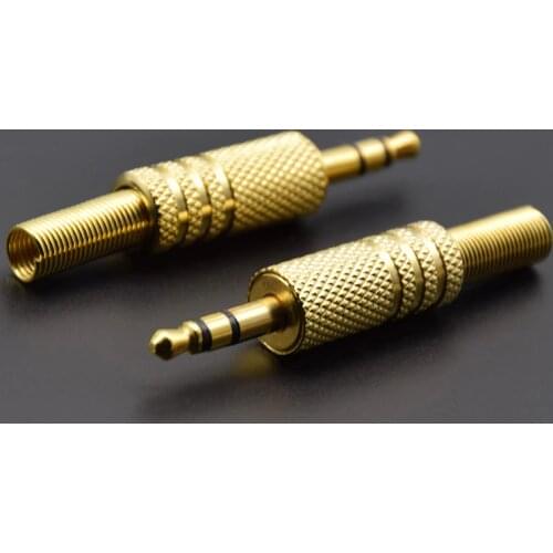 2pcs Gold Plated Metal 3.5mm 1/8" Audio Video Jack Plug Connector 4PIN Way Pole Connector 3.5 Male Audio Adapter Connector