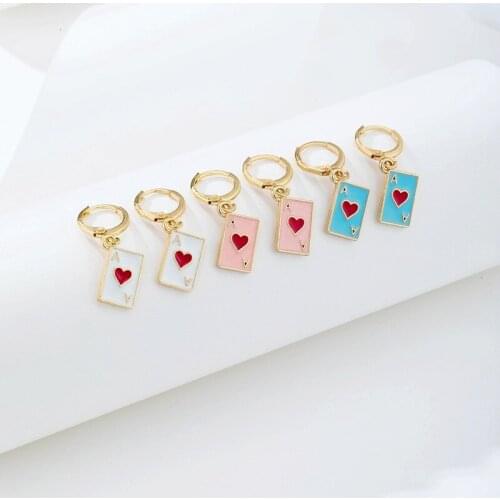 2021 Wholesale New Earrings Metal Dripping Playing Card Earrings Unique Design Fashion Jewelry Women Fashion Earrings
