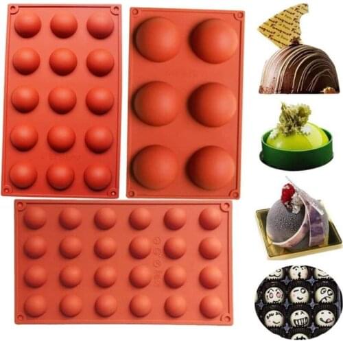 3pcs Chocolate Sphere Mold Half Ball Mold Hemisphere Shape Silicone Chocolate Cake Mousse Dessert Baking Pastry Bakeware