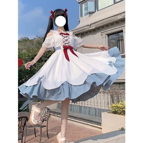 White Lolita Dress Op Loli Daily Wear Princess Short Sleeve Kawaii Bow Tea Party Fashion Cute Anime Goth Cosplay Japanese Maid