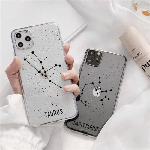 Twelve Constellations Phone Cases For iPhone 11 12 Pro Max Mini Case For iPhone X XR XS Max 8 6s 7 Plus SE 2020 Clear Back Cover