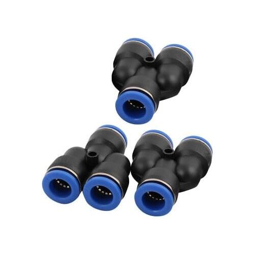14mm Dia Y Type 3 Ways Hose Pneumatic Air Quick Fitting Push In Connector 3pcs