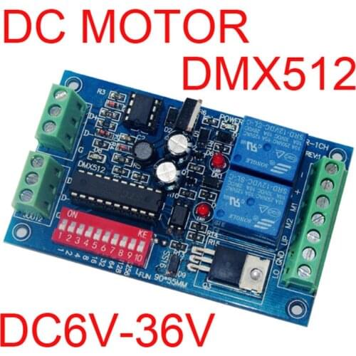 DMX512 Decoder DC6V-36V 1CH Channel DMX Motor controller DMX512 3P DC motor Dimmer 3A Max Motor type M+,M- Not stepper motor