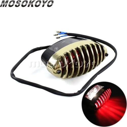 Motorcycle Brass Retro Taillight Brake License Plate Light For Harley Bobber Chopper Cafe Racer Touring 5W 12V E4 Light Bulb