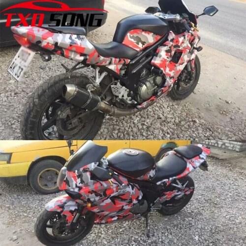 Red Black White Camo Camouflage Vinyl Car Wrap Sticker Film Foil Decal For Bike Console Computer Laptop Skin Scooter Motorcycle