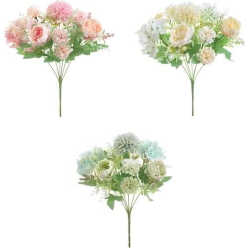 3x 7 Head Artificial Peony Flower Bouquet for Garden Wedding Decoration