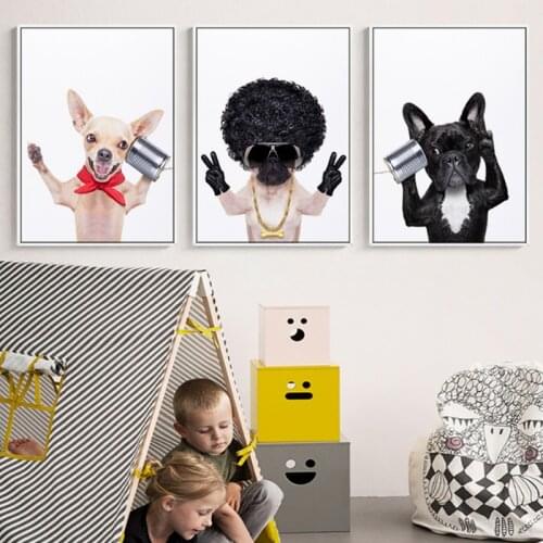 Nordic Style Cute Dog Canvas Painting Wall Pictures For Living Room HD Home Decoration Posters And Prints Modern Wall Art ZY516