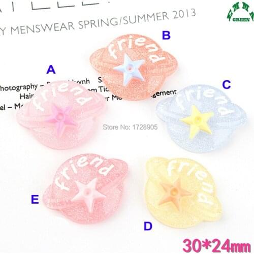 Resin Kawaii Saturn Friend Charms 10pcs Resin Flatback Cabochon for Hair Bow Center, Embellishment, Scrapbooking, DIY