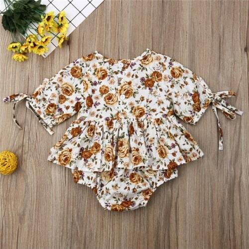 Summer Newborn Toddler Baby Girls Clothes Floral Tutu Romper Dress Bodysuit Jumpsuit One-Pieces Outfit Clothes 0-24M