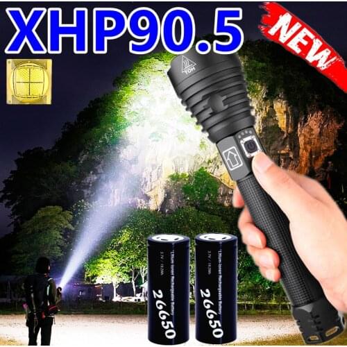Powerful Led Flashlight 26650 90000 LM XHP90.5 led torch tactical flashlight Usb Rechargeable flash light outdoor lighting