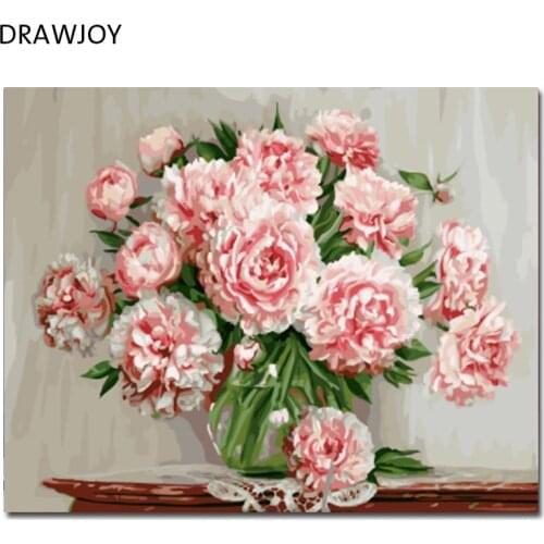 DRAWJOY Framed Picture Painting By Numbers Modern Flower Home Decor For Living Room Hand Unique Gifts GX5581 Picture Wall Art