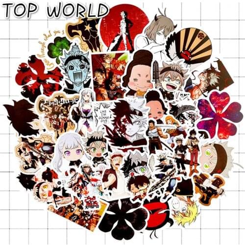 10/50pcs/set Black Clover Japanese Anime Stickers For Toy Bicycle Motorcycle Scrapbook Skateboard Snowboard Laptop Luggage