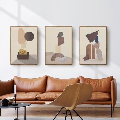 Simple Nordic abstract geometry Morandi color hallway murals poster printed canvas wall hanging picture decorative picture