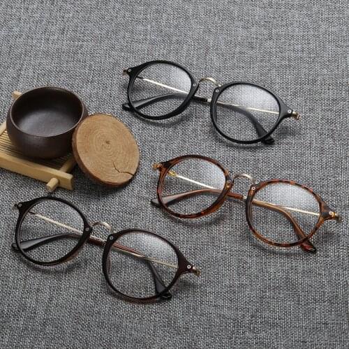 Men Vintage Round Glasses Frame Round Women Lens Myopia Optical Mirror Simple Metal Cat Eye Clear Eyewear Frames