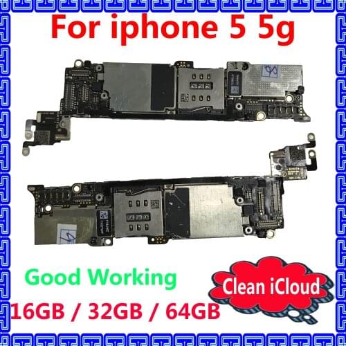 Original IOS system logic board for iphone 5 5g 16GB 32GB 64GB Factory unlocked motherboard+ull chips 100% working mainboard