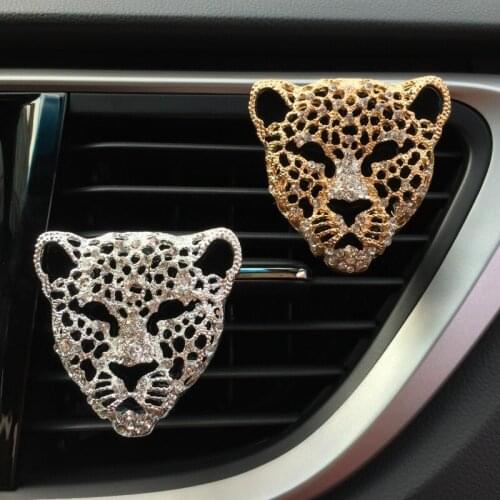 Bling Car Air Freshener In Auto Interior Decor Aroma Car Diffuser Vent Clip Diamond Leopard Solid Perfume Girls Car Accessories