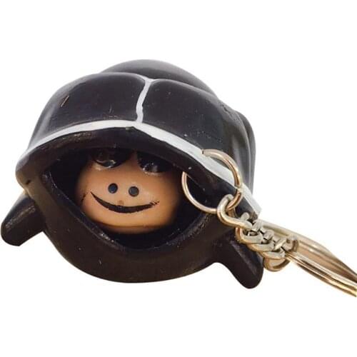Lovely PVC Pop Out Head Turtle Squeeze Stress Relieve Toy Keychain Ring Pendant