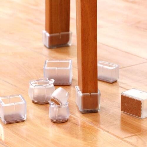 24 Pcs/Lot Transparent Chair Leg Caps Non-Slip Round Table Foot Cover Furniture Floor Protectors Mute Stool Foot Mat Hole Plugs