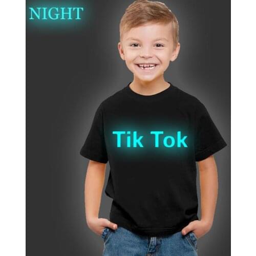 Tik Tok Boys Girls Luminous Short Sleeves T-Shirts Childrens Tshirt 3D Cartoon T Shirt Baby Girl Tops Kids Tees Costume