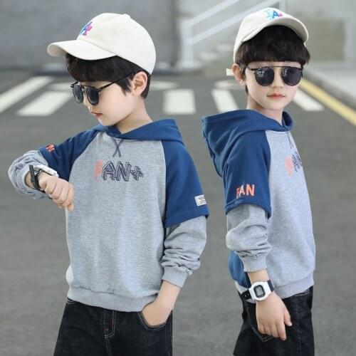 Boys' Hoodie Casual Jacket Hooded Girls' And Boys Pullover Sweatshirt Childrens Clothes Patchwork Long Sleeve Letter Sweatshirt