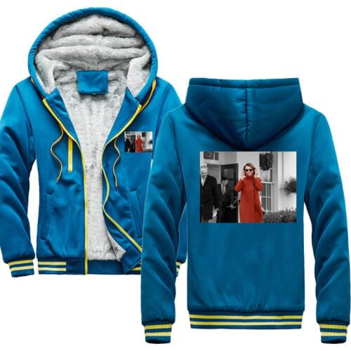 Nancy Pelosi Back in Business Hoodies Men Winter Jacket Fashion Thick Mens Hooded Sweatshirt Male Warm Fur Liner Sportswear