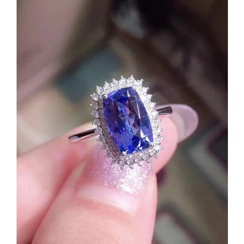 Y809 Tanzanite Ring Fine Jewelry Pure 18 K Gold Natural Tanzanite Gemstones 2.26ct Diamonds Female Anniversary Gift Fine Rings