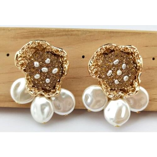 1 pair Rhinestone Crystal Pave pearl Dangle earrings,handmade Fashion women jewelry dangle earring ER813