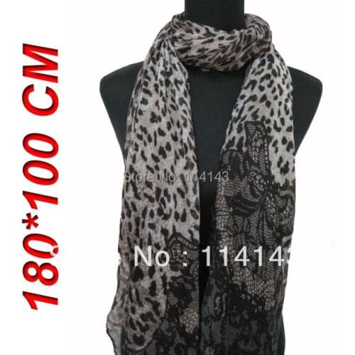 10pcs/lot New Fashion Ladies Animal Leopard Print Lace Scarf Shawl Wrap 180cm*100cm, Free Shipping