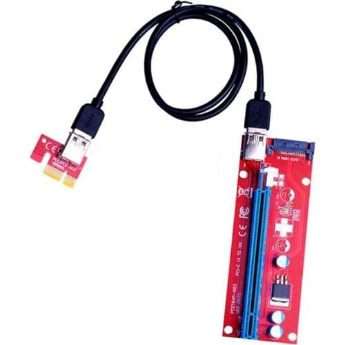 10Pcs VER007S PCI-E Riser Card 007S PCIE 1X to 16X Extender 15Pin SATA Power 60CM USB 3.0 Cable for BTC LTC Mining Miner