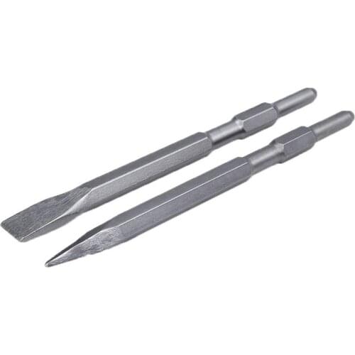 2Pcs 17x280mm Carbide Cemented Hex Flat Chisel Woodworking Carving Chisel Drilling Tool For Concrete Metal Tile Brick Wood Stone