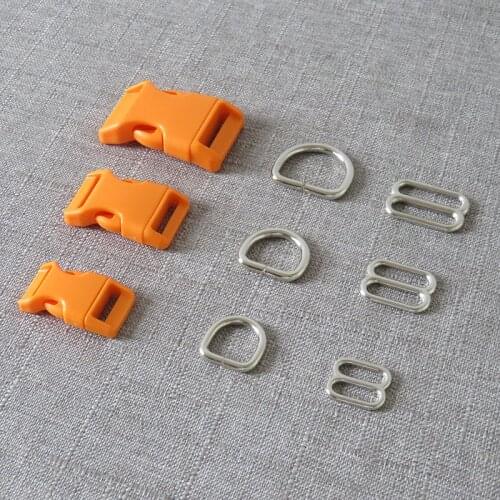 20Sets/Lot 15mm 20mm 25mm Plastic Buckle Metal D Ring Hardware Webbing Straps Belt Slider For Pet Dog Collar Harness Accessory