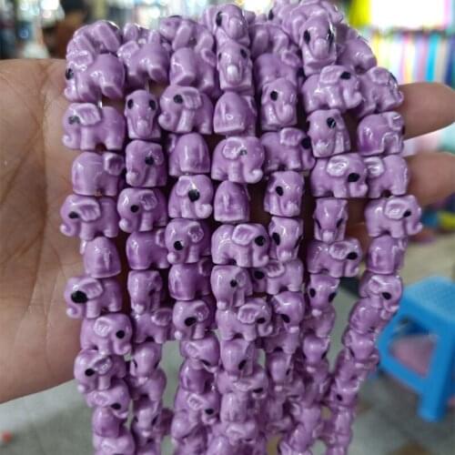 20pcs Cute Animal Ceramic Beads 14mm Elephant Shape Loose Spacer Ceramics Bead For Jewelry Making DIY Bracelet Necklace