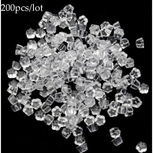 200pcs/lot Transparent Soft Silicone Rubber Earrings Backs Safety Bullet Stopper Ear Plugging Hooks DIY Jewelry Accessories