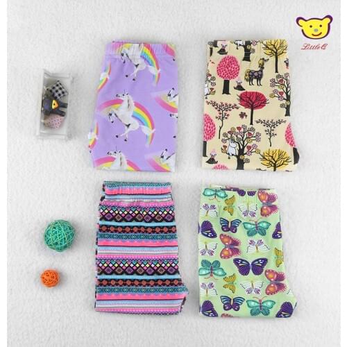 2021 Little Q Baby Girls Autumn Cotton Leggings Thin Flower Printed 5pcs/Lot Elastic Waist Knee Length Pants