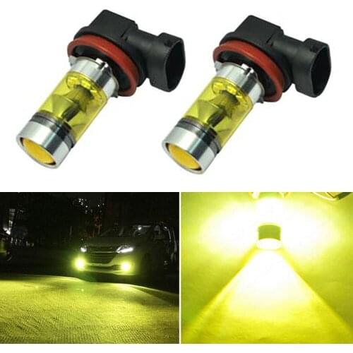 2x H11 H8 Led Yellow Fog Light Bulbs 4300K 100W 1500LM Super Bright DRL 4300K Yellow H11 H8 LED Fog DRL Light