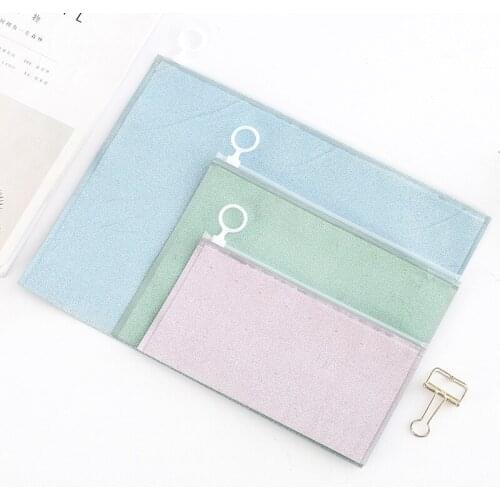 3pcs/set Pure Color Gypsophila Glitter File Side Bags Kits Student Test Paper Storage Bags Pencil Office Study Stationery