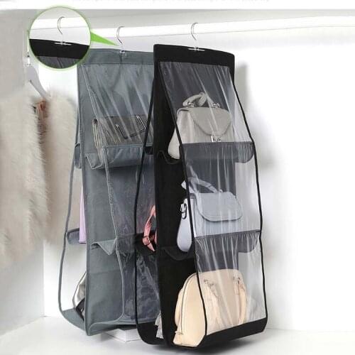 6 Pocket Hanging Bag Organizer Wardrobe Transparent Storage Bag for Handbag Closet Shoes Organizer Door Wall Sundries Bags