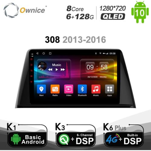 6G+128G Ownice 8 Core Android10.0 Car DVD Radio tablet GPS player headunit audio Navi for Peugeot 308 2013-2016 SPDIF DSP 4G LTE